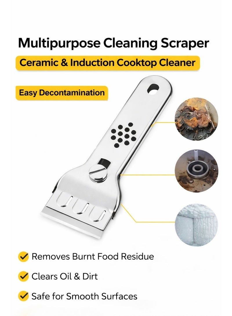 مكشطة تنظيف للموقد عدد 1، أداة كشط متعددة الاستخدامات بشفرة لموقد السيراميك والحث، مزيل زيت وأوساخ لتنظيف المطبخ والزجاج والبلاط والأسطح - Image 1